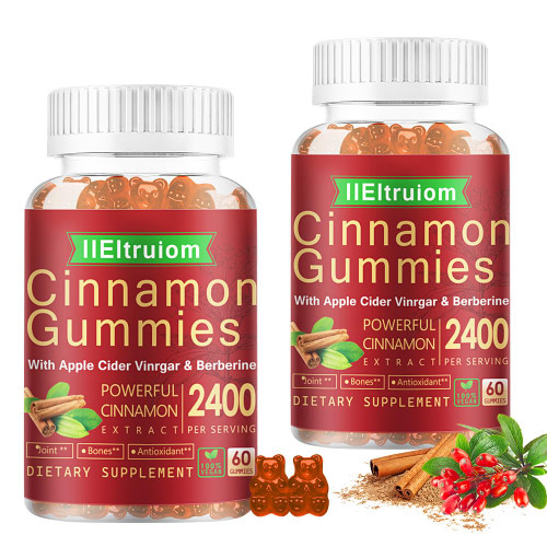 IIEltruiom Cinnamon Supplements, Cinnamon Gummies 2400mg with Berberine, Turmeric, Apple Cider Vinegar, Bitter Melon, Chromium - Vegan, Non-GMO丨120 Counts