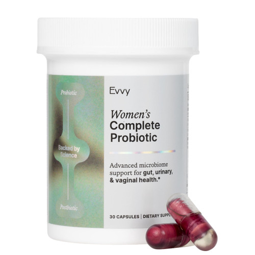 Evvy Women's 3-in-1 Complete Probiotic I Daily Probiotic Supplement to Reduce Bloating I Supports Gut, Urinary & Vaginal Health | Includes Vaginal Probiotics for Feminine Care | 30 Day Supply