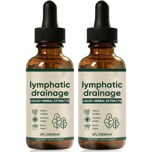 ixarco Lymphatic Drainage Drops, Bloat Relief & De-Puff, Lymphatic Support for Detox & Immune System Supplement with Cleavers, Red Clover & Stillingia Root, Vegan & Non-GMO, 2 Fl Oz (2)