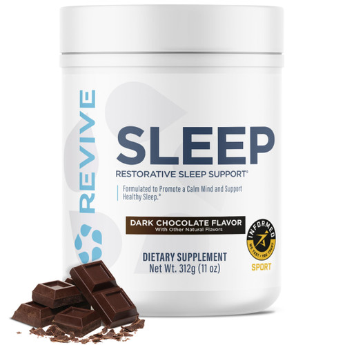 Revive MD Sleep Support Supplement for Adults, Dark Chocolate - Sleep Supplements with Magnesium (Glycinate), Inositol, Glycine & L-Theanine - Promotes Relaxation & Sleep Health (30 Servings)