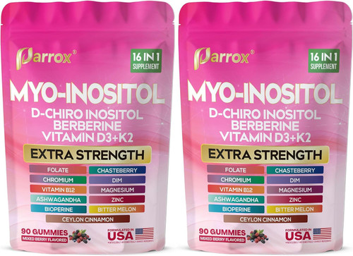 Myo-Inositol & D-Chiro Inositol Gummies, Berberine, Mixed Berry, 2 Pack