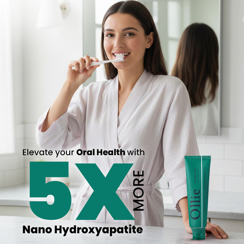 Ollie Strong Mint Nano-Hydroxyapatite Remineralizing Toothpaste for Teeth Whitening, 10% Hydroxyapatite Formula, (Pack of 2, 4oz)
