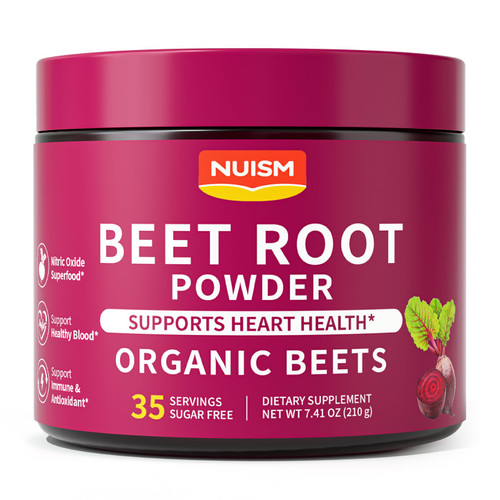 NUISM Organic Beet Root Powder Drink Mix, Organic Beetroot Powder Superfood Supplement with Beet Juice Powder 35 Servings