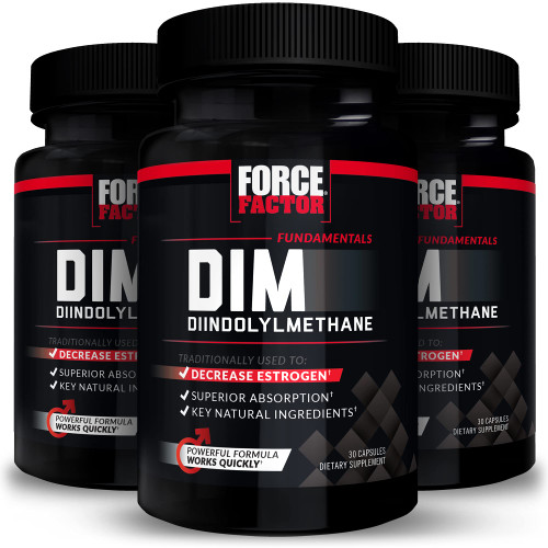Force Factor DIM, 3-Pack, Pills to Decrease Estrogen in Men, Diindolylmethane Supplement with Key Natural Ingredients and Superior Absorption, Diindolylmethane 300mg, Works Fast, 90 Capsules