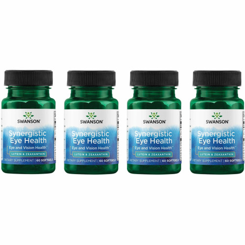 Swanson Lutein & Zeaxanthin Synergistic Eye Health Vision Retina Macula Supplement (Lutein 20 mg & OmniXan Zeaxanthin 2 mg) 60 Softgels Sgels (4 Pack)