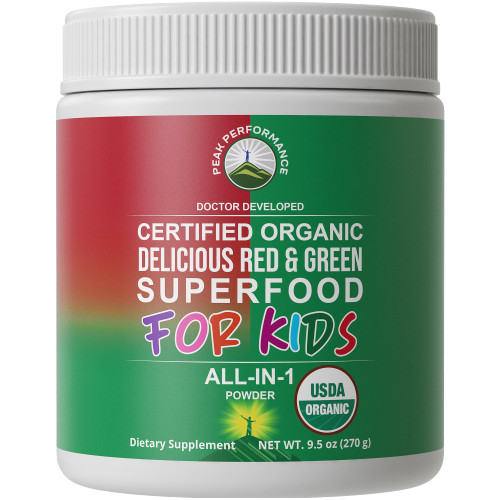 Kids Greens and Reds Superfood Powder - Best Tasting Organic Vegan Super Food Juice with 25+ Fruits and Vegetables - Gluten Free Real Food Vitamins - Green and Red Superfoods Supplement for Children