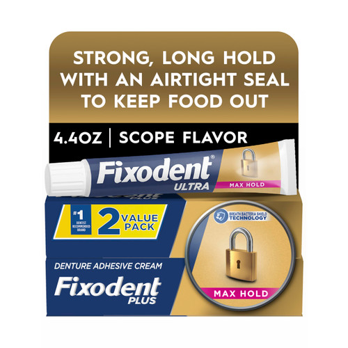Fixodent Ultra Max Hold Denture Adhesive, 2.2 Oz (Pack of 12)