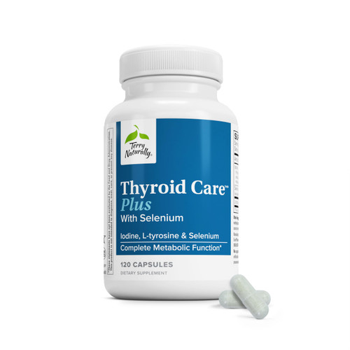 Terry Naturally Thyroid Care Plus - Supplement to Aid Thyroid - Dietary Supplement for Energy & Healthy Hair Support - Supplement with L-Tyrosine & Selenium - 120 Capsules