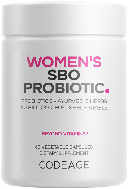 Codeage Women’s Probiotics Supplement - 50 Billion CFUs - SBO Probiotics & Prebiotics - Cranberries - Feminine Health - Fermented Botanical Blend, Whole Food Supplement - Vegan, Non-GMO - 60 Capsules
