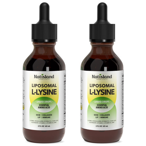 Liposomal L-lysine Monolaurin Liquid Drops, Lysine 1000MG Supplement for Adults & Kids, Echinacea & Elderberry with Vitamin C & D3, Zinc, for Lip & Skin Health, Collagen & Immune Support, 4 Fl Oz