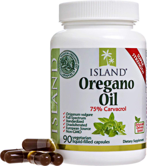 Island Nutrition, Oregano Oil Capsules, Organic Ingredients - Super-Strength, Grown in Spain, 90-ct Liquid-Filled - Organic Oil of Oregano Capsules with Enhanced Delivery