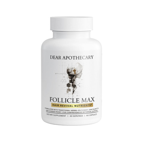 Dear Apothecary Follicle Max Hair Growth Supplement for Men & Women - Biotin 5000mcg, Saw Palmetto, Iron, Zinc, Fo-Ti Root, Horsetail, Nettle - DHT Support - Vitamins for Thinning Hair - 60 Capsules