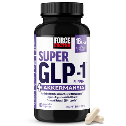 Force Factor Super GLP-1 Support + Akkermansia Probiotic, Promote Natural GLP-1 Production, Support Fat Loss & Metabolism, Advanced Gut Health & Digestion Formula, 60 Capsules