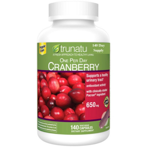 Pacran Cranberry 650 mg, 140 Vegetarian Capsules + Bundle with Weekly Pill Organizer (2 Items)