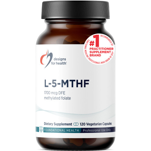 Designs for Health L 5-MTHF - Quatrefolic L Methylfolate Supplement 1mg (1700mcg DFE) - Methylated Folate Supplement for Women & Men - Supports Methylation - Non-GMO, Gluten Free (120 Capsules)
