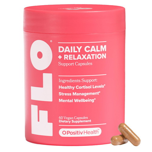 FLO Daily Calm & Relaxation – Daily Support for Healthy Cortisol Levels & Stress Management – With Clinically-Studied Doses of Sensoril® Ashwagandha, L-Theanine & St. John’s Wort – 30 Servings