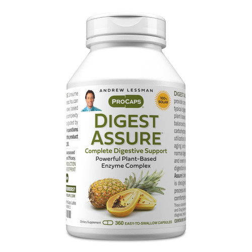 ANDREW LESSMAN Digest Assure 360 Capsules - Comprehensive Blend of Powerful Natural Enzymes to Support and Enhance Digestive Health, Vegetarian-Sourced Enzymes, Small Easy to Swallow Capsules