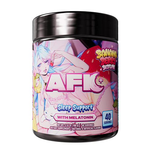 Gamer Supps AFK+® (with Melatonin): Bananaberry Bedtime by Silvervale - 40 Servings - Keto Friendly Magnesium-Focused Sleep Support Supplement, Apigenin, Sugar Free