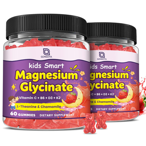 Magnesium Gummies for Kids & Adults - 400/200mg Magnesium Glycinate with L-Theanine, Chamomile, D3 & K2, Kids Sleep Gummies Melatonin Free, for Zzz & Relax, Cognition - Sugar Free, 60 C