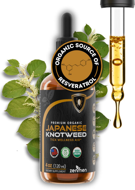 Zenmen Japanese Knotweed Premium Resveratrol USDA Organic 3rd Party Tested Tincture 120ml/4oz - 1:3 Clinical Strength Ratio - Tick Wellness Aid and Immune Support Supplement - Made in The USA