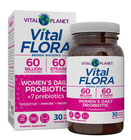 Vital Planet - Vital Flora Women’s Daily Probiotic 60 Billion CFU, 60 Diverse Strains, 7 Organic Prebiotics, Vaginal and Immune Support, Bloating, Digestive Health Probiotics for Women 30 Capsules