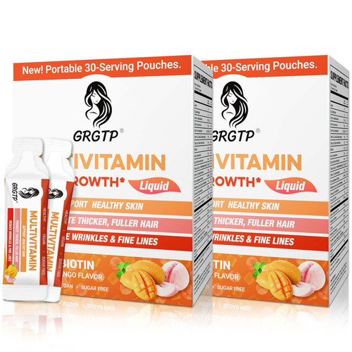 Liquid Multivitamin + Hair Growth | Biotin 10000mcg | Support Healthy Skin,Promote Thicker,Fuller Hair,Reduce Wrinkles & Fine Lines | 30.44 Fl Oz