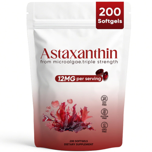 Regpem Astaxanthin 12mg, Revella Astaxanthin Antioxidant Supplements for Immune, Eye, Skin Supports, Non-GMO & Gluten Free - 200 Softgels
