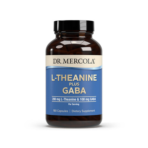 Dr. Mercola L-Theanine Plus GABA - 200 mg of L-Theanine and 100 mg of GABA (Gamma-Aminobutyric Acid) per Serving - 180 Capsules (90 Servings)