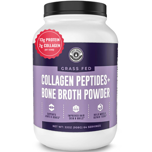 Left Coast Performance Collagen Bone Broth Powder 2lb, Bone Broth with Grass Fed Collagen Peptides. Unflavoured, Grass Fed, Hydrolyzed Beef, Zero Carb, Dairy Free Protein Powder. 64 Servings