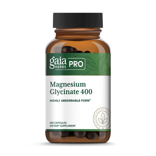 Gaia Herbs PRO Magnesium Glycinate 400mg - Highly Absorbable Supplement Supports Relaxation - Energy Support Supplement with Magnesium Glycinate* - Vegan, Gluten-Free - 180 Capsules (60 Servings)