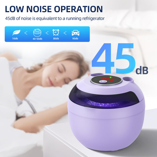 Ultrasonic Retainer Cleaner Machine, 45kHz Ultrasonic Denture Cleaner with 200ML Capacity & 4 Modes for Dental Cleaning Pod, Aligners, Mouthguards, Retainers, Jewelry, Purple