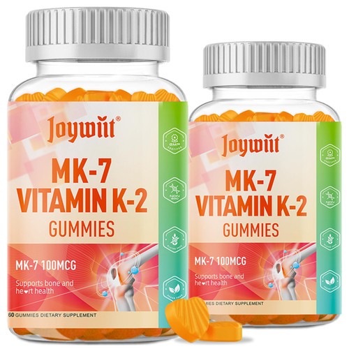 Joywiit Vitamin K2 MK-7 Gummies 100mcg, Extra Strength K2 Vitamin Supplement for Bone & He-Art Support, Chewable Natural Orange Flavor, Non GMO, Vegan, 120 Gummies