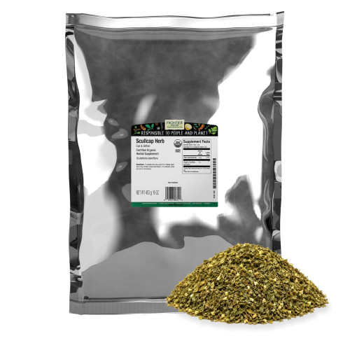 Frontier Co-op Organic Scullcap Herb Cut & Sifted Certified Organic Herbal Supplement 1lb - Skullcap Herb for Tincture, Tea, Supplement