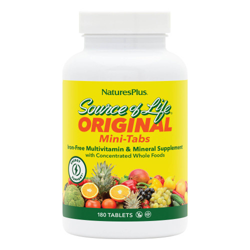 NaturesPlus Source of Life No Iron - 180 Mini-Tabs, Pack of 2 - Multivitamin & Mineral Supplement - Supports Natural Energy & Overall Well-Being - Gluten Free, Vegetarian - 60 Total Servings