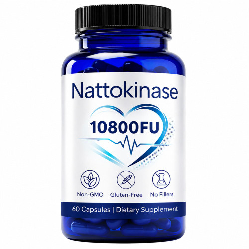 Nattokinase 10800 Fu, Ultimate Nattokinase 10800 Fu, Organic Nattokinase Supplement 10800 Fu, Vegan Capsules Gluten-Free, Supports Daily Health, 2 Capsules Daily, 60 Capsules