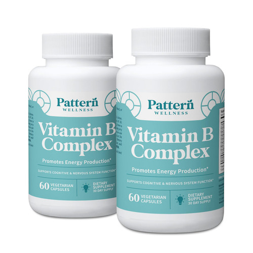 Pattern Wellness Vitamin B Complex Supplement - Comprehensive Blend of Essential B Vitamins - Supports Energy, Cognitive & Cellular Health - 3rd Party Lab Tested - 120 Capsules