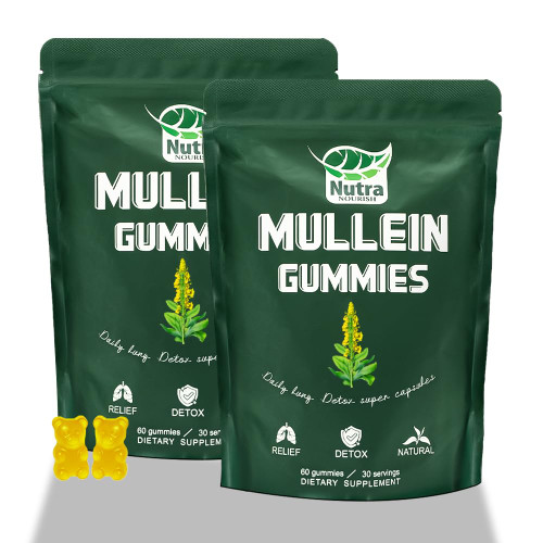NutraNourish Mullein Gummies, 2000mg Mullein Leaf Extract (50:1) per Serving, Lung & Respiratory Support, Vegan Pear Flavor, 60/120 Count (2)