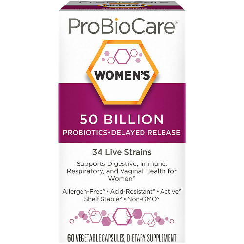 ProBioCare Probiotics for Women, 50 Billion CFUs Multi-Strain Probiotic Supplement, Supports Digestive, Immunity, Respiratory, and Vaginal Health for Women, Gluten Free, 60 Capsules