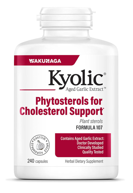 Kyolic Aged Garlic Extract Formula 107 - Phytosterols - Supports Overall Cardiovascular Health* - Odorless Aged Garlic Extract - GMO-Free & Gluten-Free - 240 Capsules (120 Servings)