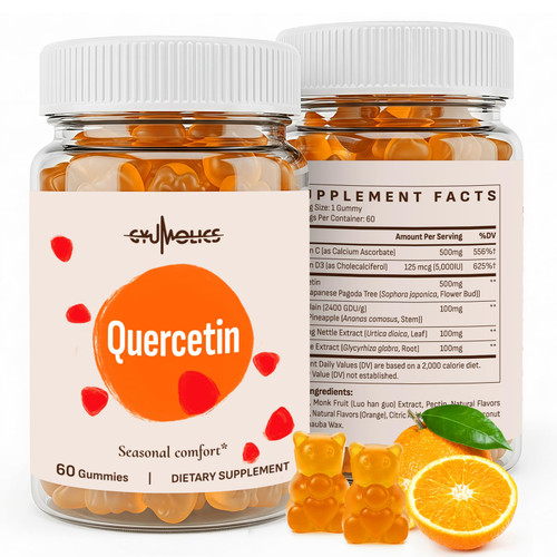 Gyumolics Quercetin 500mg Gummies for Kids – with Bromelain, Vitamin C & D3, Stinging Nettle & Licorice, Seasonal Balance & Body Defenses, Vegan, 120 Gummies