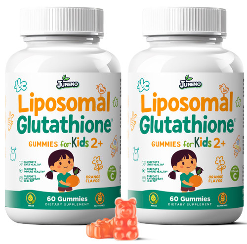 Juneno Liposomal Glutathione Gummies for Kids - Vitamin C Supplement for Healthy Immune Support Antioxidants & Detox - Sugar Free Vegan Non GMO