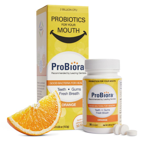 ProBiora Oral-Care Chewable Probiotic Tablets | Probiotic Supplement for Women & Men | Healthier Teeth & Gums | Fresher Breath | Whiter Teeth | 30 Count | Pack of 3 | Orange