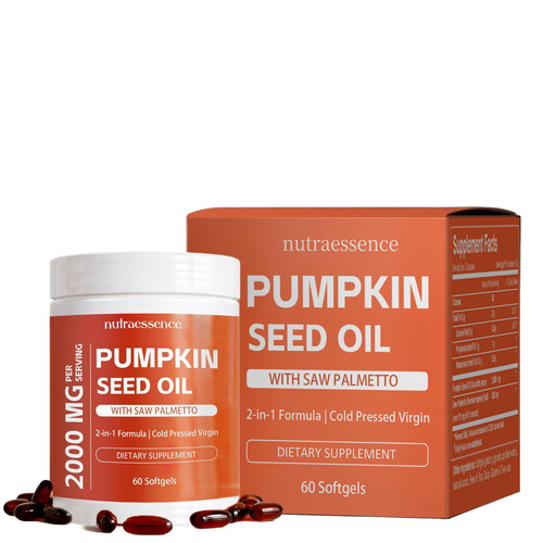 Lenoria Nutra Essence Pumpkin Seed Oil with Saw Palmetto - Cold Pressed, Pure Virgin Oil with Essential Fatty Acids & Phytosterols Non-GMO