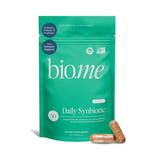 Synbiotic 3-in-1 Prebiotics, Probiotics & Postbiotics for Digestive Health, Gut Health, Immune Support & Bloating Relief for Men & Women - 50 Billion CFU Per Serving - Vegan, 60 Capsules (30 Servings)