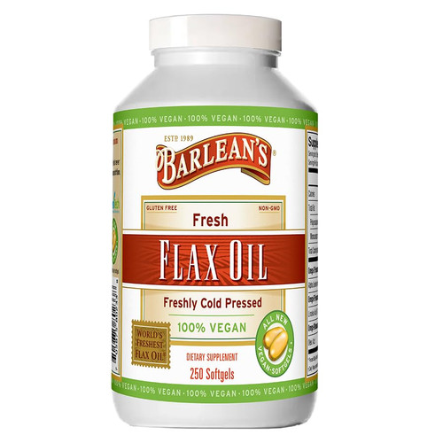Barlean's Vegan Flaxseed Oil Supplements, Cold-Pressed Flax Seed Supplement Softgels with 1650 mg ALA Fatty Acids, 250 Count