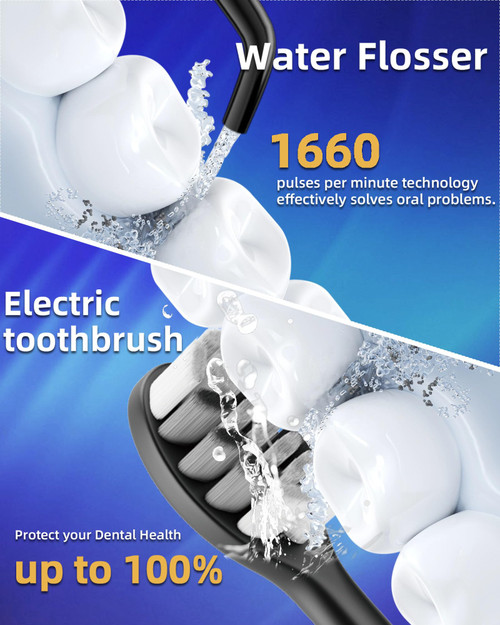 Water Flosser and Electric Toothbrush Combo,2-1 Oral Clean Kit, 5-Speed Sonic Electric Toothbrush & 4-Speed Portable Water Flosser to Clean Teeth and Protect Gum Health, IPX7, Wired USB Charging