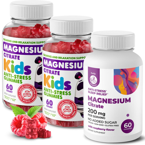 DR. MORITZ Sugar-Free Calm Magnesium Gummies for Kids and Adults - Non-GMO Magnesium Citrate Gummies - Raspberry Flavor - 3-Pack (180 Count)