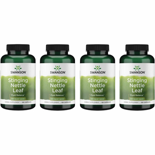 Swanson Stinging Nettle Leaf (Urtica Dioica) - Herbal Supplement Promoting Urinary Tract & Respiratory Health Support - May Support Healthy Fluid Balance - (120 Capsules) (4 Pack)