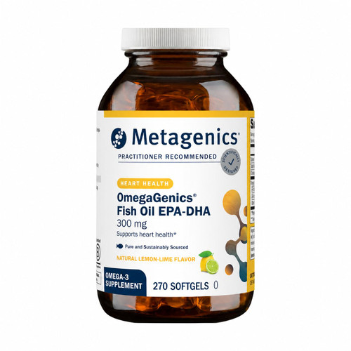 Metagenics OmegaGenics Fish Oil EPA-DHA 300-180 mg EPA & 120 mg DHA per Softgel - Supports Heart, Brain, Eye, Joint & Immune Health* - Non-GMO, Gluten-Free - GMP Certified Facility - 270 Softgels