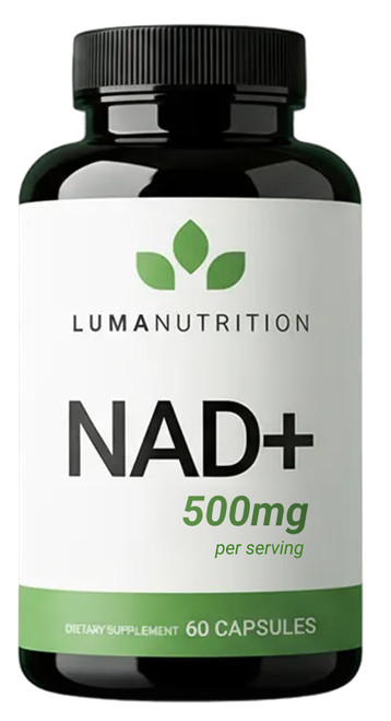 Luma Nutrition NAD+ Supplement 500mg Per Serving (250mg per Capsule) – Aging Plus Energy, Metabolism & Cellular Support – Pure NAD Supplements for Women & Men - 60 Capsules, 30 Servings